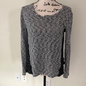 H-L Grey knit semi sheer sweater with lace detail